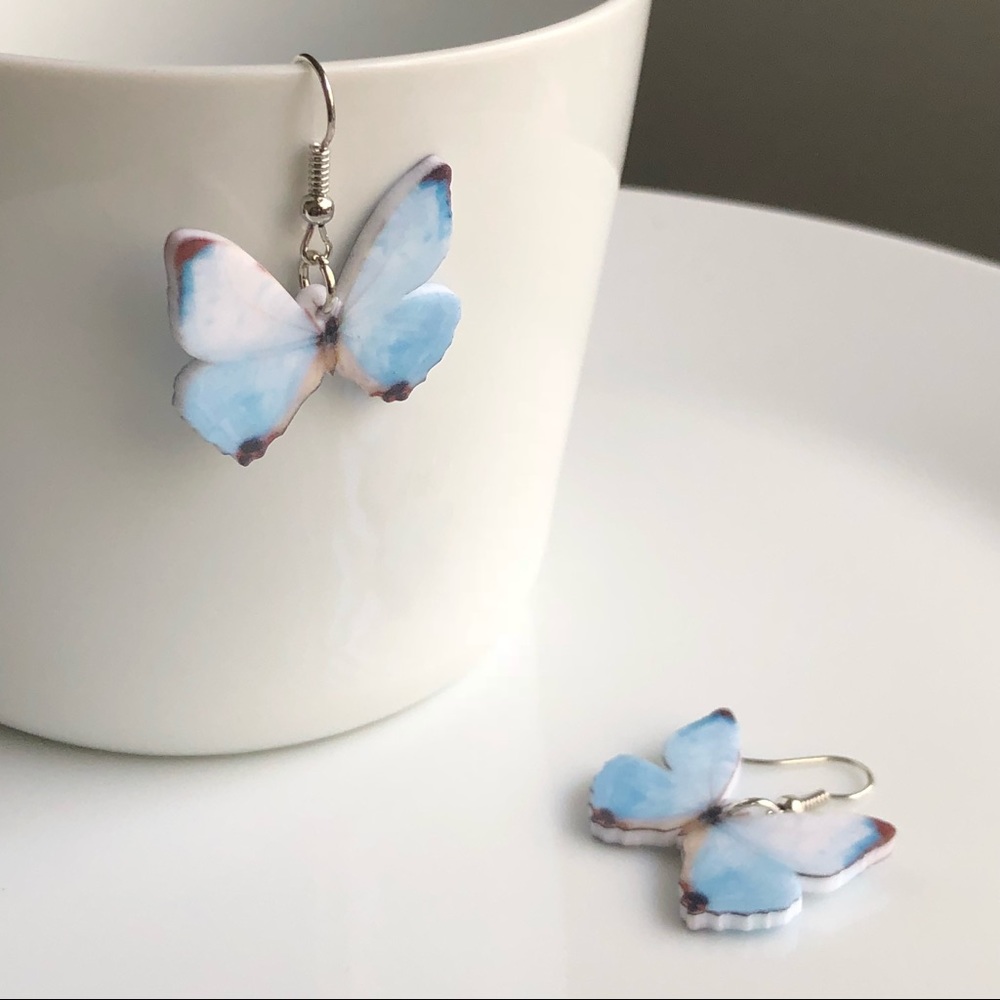 NEW Acrylic Blue Butterfly Earrings